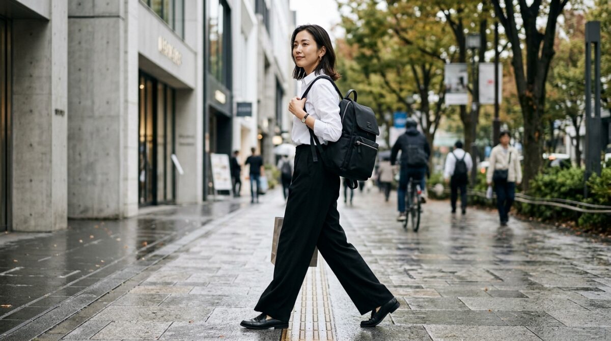 ギャルソンのリュックを品良く見せるコーデ術